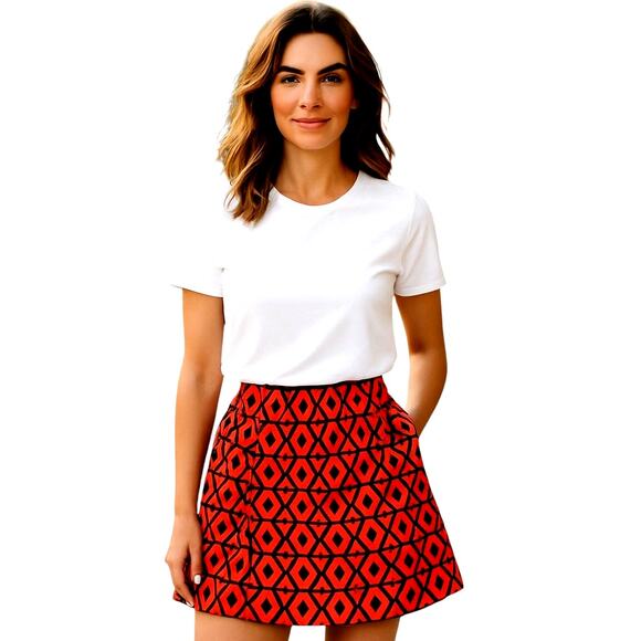 Karie Small Pink Orange Heavy  Short Women's Skirt Miss Size 4 6 S - Picture 1 of 6